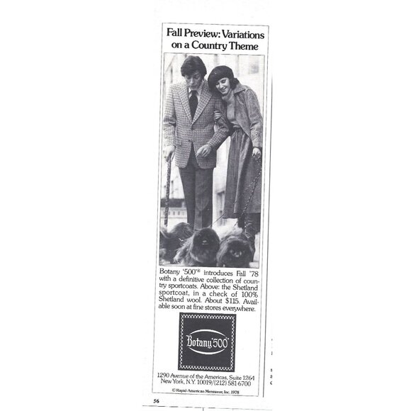 Botany 500 Mens Shetland Sportcoat Print ADVERT Fall 78 Collection AD - Picture 1 of 2
